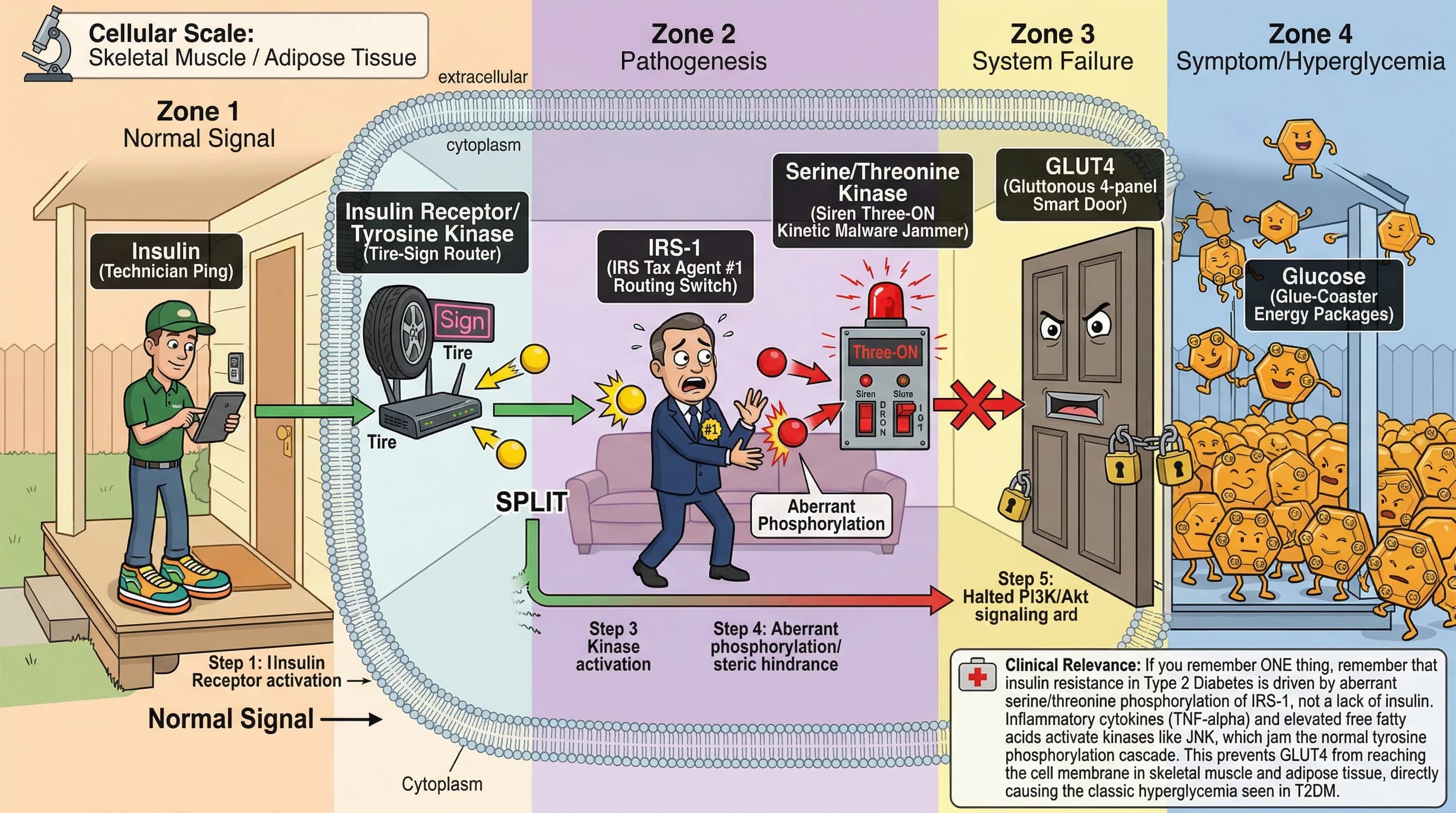 Visual mnemonic for Type 2 Diabetes Mellitus Insulin Resistance Pathway using Smart Home Network / Wi-Fi Router analogy